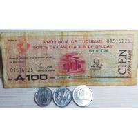 Lote Bono De Cancelacion 100 Australes Y 3 Monedas Antiguas, usado segunda mano  Argentina