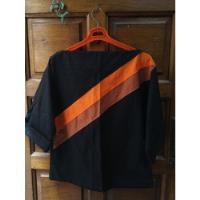 Blusa Negra Detalles Naranja Y Marrón Retro Vintage , usado segunda mano  Argentina
