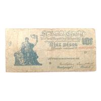 Billete 10 Peso Moneda Nacional Bottero 1886 Progreso 1945, usado segunda mano  Argentina