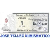 Ec# 374  Bono 1 Peso Rio Negro Serie A Mb+ Palermo segunda mano  Argentina