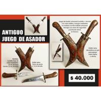 Usado, Juego De Asador Artesanal / Madera Y Bronce segunda mano  Argentina
