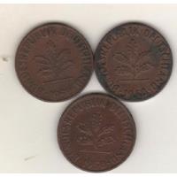 Usado, Alemania Federal Lote De 3 Monedas De 1 Pfennig 1950 Km 105 segunda mano  Argentina