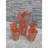 Antigua Jarra Carnival Glass Con 5 Vasos, usado segunda mano  Argentina