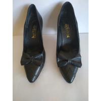 Zapatos Vestir-taco Aguja N° 35, Cuero Negro-detalles-vibora segunda mano  Argentina