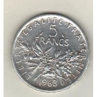 Francia Moneda De 5 Francos De Plata Año 1963 - Km 926 - Xf segunda mano  Argentina