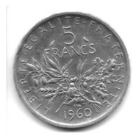 Francia Moneda De 5 Francos De Plata Año 1960 - Km 926 - Xf, usado segunda mano  Argentina