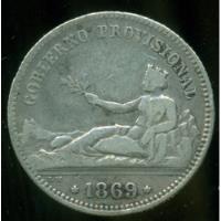 España Moneda De Plata Una Peseta 1869 Sn M Gob. Provicional segunda mano  Argentina