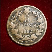 Moneda 5 Centésimos Italia 1862 Km 3 Vittorio Emanuele 2, usado segunda mano  Argentina