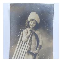 Austria Hermosa Foto Postal Chica Con Trineo De Nieve 1912 segunda mano  Argentina