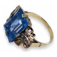 Usado, Anillo De Oro 18k Con Piedra Cubic Azul Y Diamantes | 5,2 Gr segunda mano  Argentina