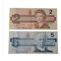 Usado, Canadá X 2 Billetes 2 Y 5 Dólares 1986. Usados !!!!! segunda mano  Argentina