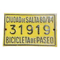 Antigua Patente De Bicicleta De Paseo Salta 80/84 segunda mano  Argentina