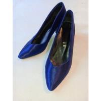 Zapatos De Taco,clásicos,  Forrados Tela Azul. Talle 35 segunda mano  Argentina
