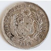Medio Dinero 1863 Plata Peru  1/2 Din Moneda Silver Coin segunda mano  Argentina