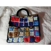 Usado, Bolsito Tejido Al Crochet, Cuadraditos De Todos Colores segunda mano  Argentina