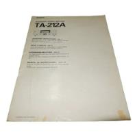 Usado, Manual De Instrucciones Original Sony Ta-212a Impreso Japon  segunda mano  Argentina