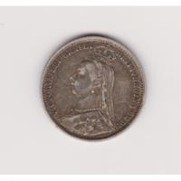 Moneda Inglesa 6 Pence Año 1890 Plata  Muy Bueno +, usado segunda mano  Argentina