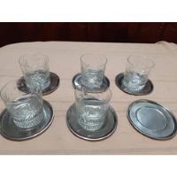 Vasos Para Whisky En Cristal Con Plato En Metal 5 Unidades , usado segunda mano  Argentina