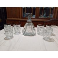 Botellón Para Whisky En Cristal Y Plata Con 6 Vasos , usado segunda mano  Argentina