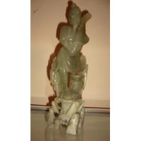 Figura Antigua Chino Y Pescado- Piedra Jabón Saponita-30cm segunda mano  Argentina