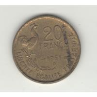 Francia Moneda De 20 Francos Año 1951b Km 917.2 - Vf, usado segunda mano  Argentina
