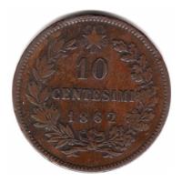 Moneda Italia Reino 10 Centesimi 1862 (paris) Km#11.2 Rara segunda mano  Argentina