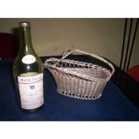 Botella Antigua Cognac Martell Vacia +cesto Vertedor Metal   segunda mano  Argentina