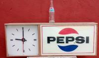 Usado, Cartel Pepsi Publicitario Antiguo Con Reloj Luminoso  segunda mano  Argentina