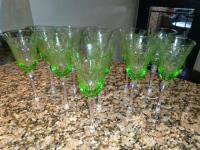 Usado, Copas De Cristal Vintage Color Verde ,cantidad 11 Copas. segunda mano  Argentina