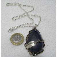 Gran Colgante Piedra Lapis Lazuli Plata 900 Firmado Cadena segunda mano  Argentina