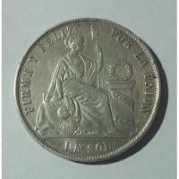 Moneda Peru 1 Sol Oro 1873 Ld. - Santiago -plata  Y18.2a Vf. segunda mano  Argentina