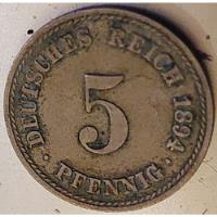 5 Pfennig Empire Reich 1894 Imperio Alemán Germany Deutsches segunda mano  Argentina