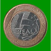 Moneda De Brasil 1 Real, Bimetalica, Año 2013, Estado Usada. segunda mano  Argentina