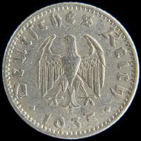 Alemania, Tercer Reich, 50 Reichspfennig, 1935 A. Vf+ segunda mano  Argentina