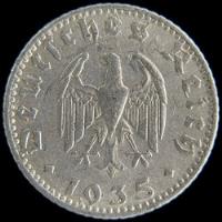 Usado, Alemania, Tercer Reich, 50 Reichspfennig, 1935 J. Vf segunda mano  Argentina
