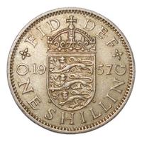 Gran Bretaña  One Shilling 1957 - Km#904 - Elizabeth Il segunda mano  Argentina