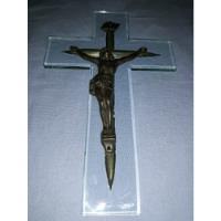  Crucifijo De Cristal Con Cristo De Bronce  segunda mano  Argentina