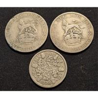 Inglaterra X 3 Monedas One Shilling 1920 Y 1921 + Six Pence  segunda mano  Argentina