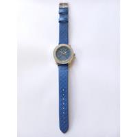Reloj Xl Extra Large Azul Strass Brillos Cuero 3 Agujas, usado segunda mano  Argentina