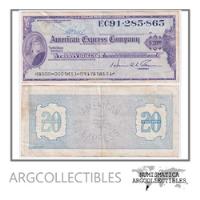 Usa Billete 20 Dolares 1960 Vf Travelers Cheque American Exp segunda mano  Argentina