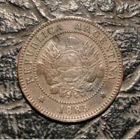 Moneda 1 Centavo Patacón 1885 Cobre Número 23 Bajorrelieve ! segunda mano  Argentina