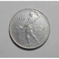 Italia 50 Liras 1955 R  Gran Moneda De Acero - Vulcano segunda mano  Argentina