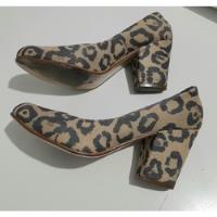 Zapatos De Gamuza Animal Print Con Tacon, Talle 37 segunda mano  Argentina