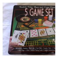 Set Juego 5 En 1 Ruleta Poker Black Jack Paño Fichas Naipes, usado segunda mano  Argentina