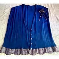 Spolverino/kimono En Gasa Azul Francia Y Lurex Lavanda (xl)  segunda mano  Argentina