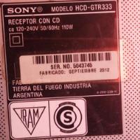 Placa Del Frente Equipo Sony Mod Hcd Gtr333, usado segunda mano  Argentina