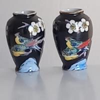 Usado, 2 Floreros Miniatura Japoneses Porcelana Policromada segunda mano  Argentina