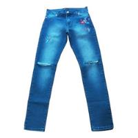 Pantalon I Love 47 Jean Azul Con Bordado Y Roturas Talle S, usado segunda mano  Argentina