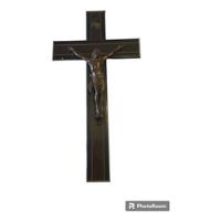 Antiguo Cruz Crucifijo Cristo D Pared Madera Y Bronce Imagen segunda mano  Argentina