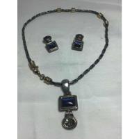 Collar Importante Cadena Con Dije Piedra Azul Con Aros (1013 segunda mano  Argentina